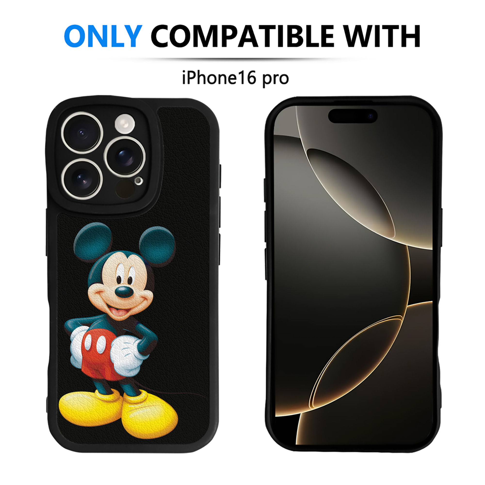 （画像用） ミッキーマウス Mickey Mouse 【iPhone 16シリーズ対応】シリコンスマホケース（レザー調） 材質：シリコン